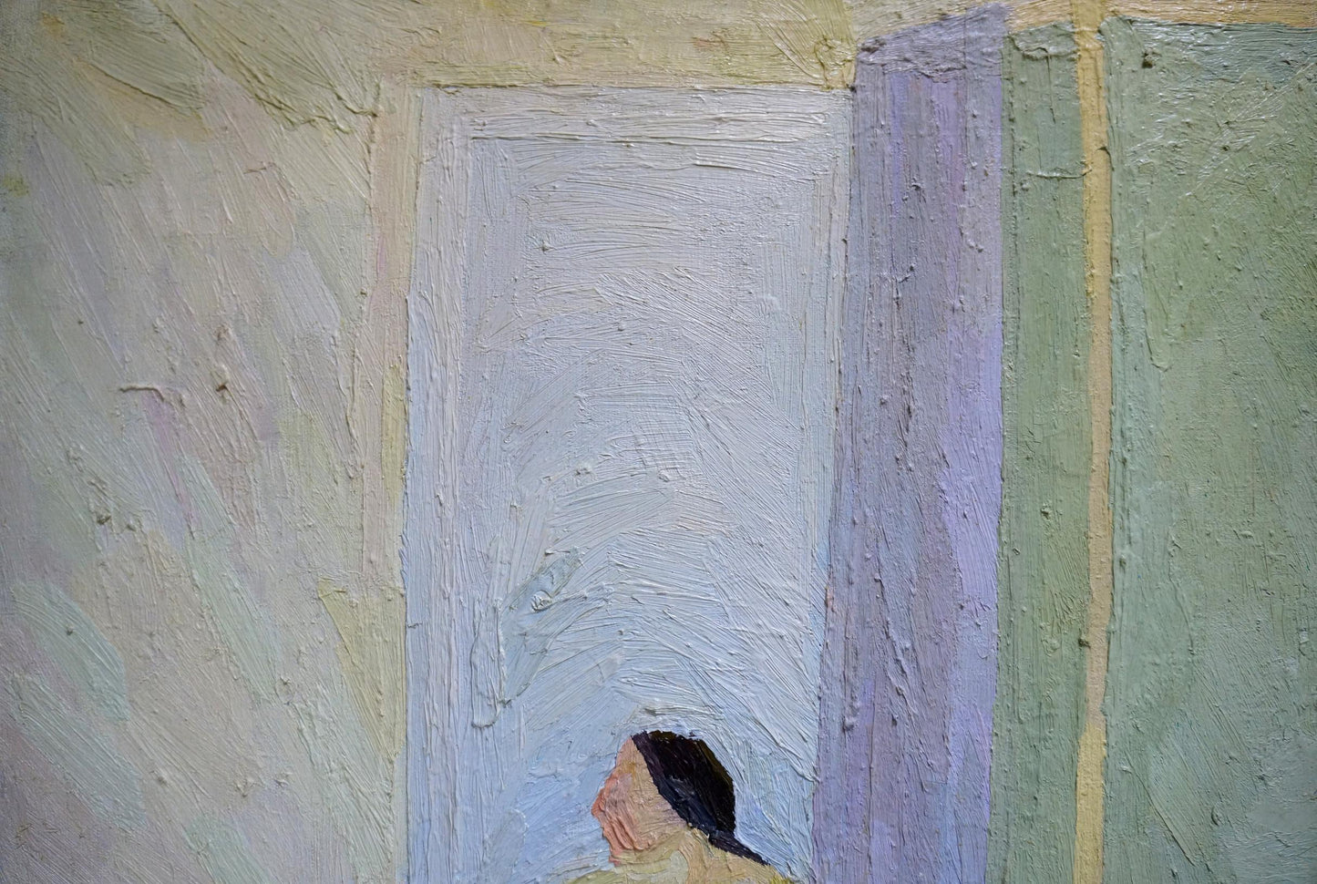 Impressionistic oil painting by Lebedeva Maria Vasilievna of female figure from behind