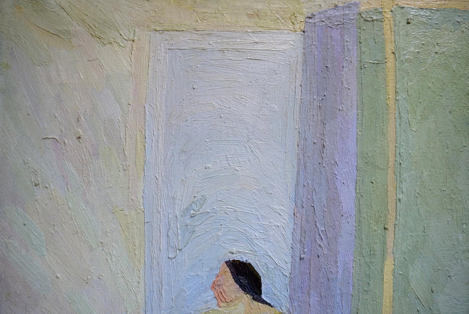 Impressionistic oil painting by Lebedeva Maria Vasilievna of female figure from behind