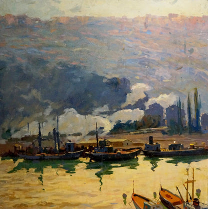 Oil painting South Bay by Afanasiev Mikhail Andreevich, harbor scene