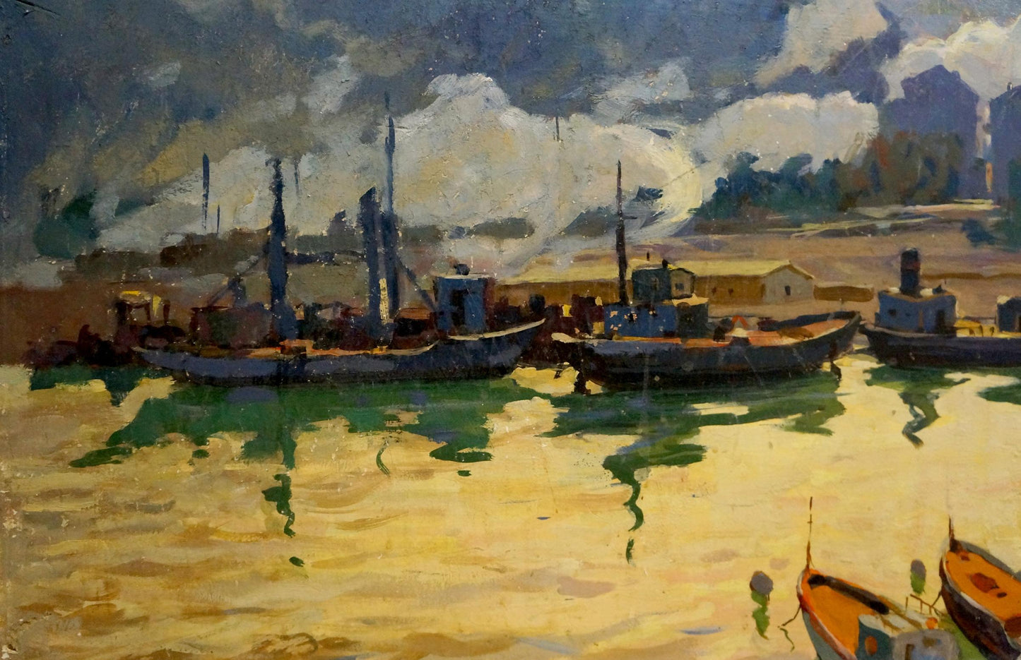 Oil painting of fishing boats in South Bay by Afanasiev Mikhail Andreevich