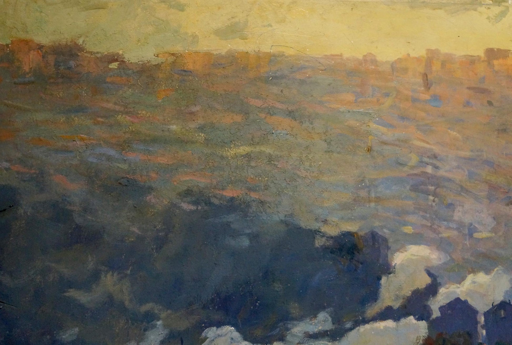 Textured impressionistic oil painting of South Bay at dusk by Afanasiev Mikhail Andreevich