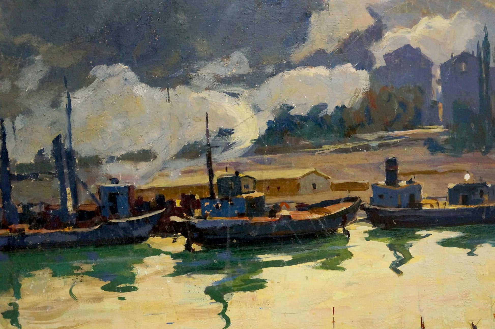 Oil painting of South Bay harbor by Afanasiev Mikhail Andreevich
