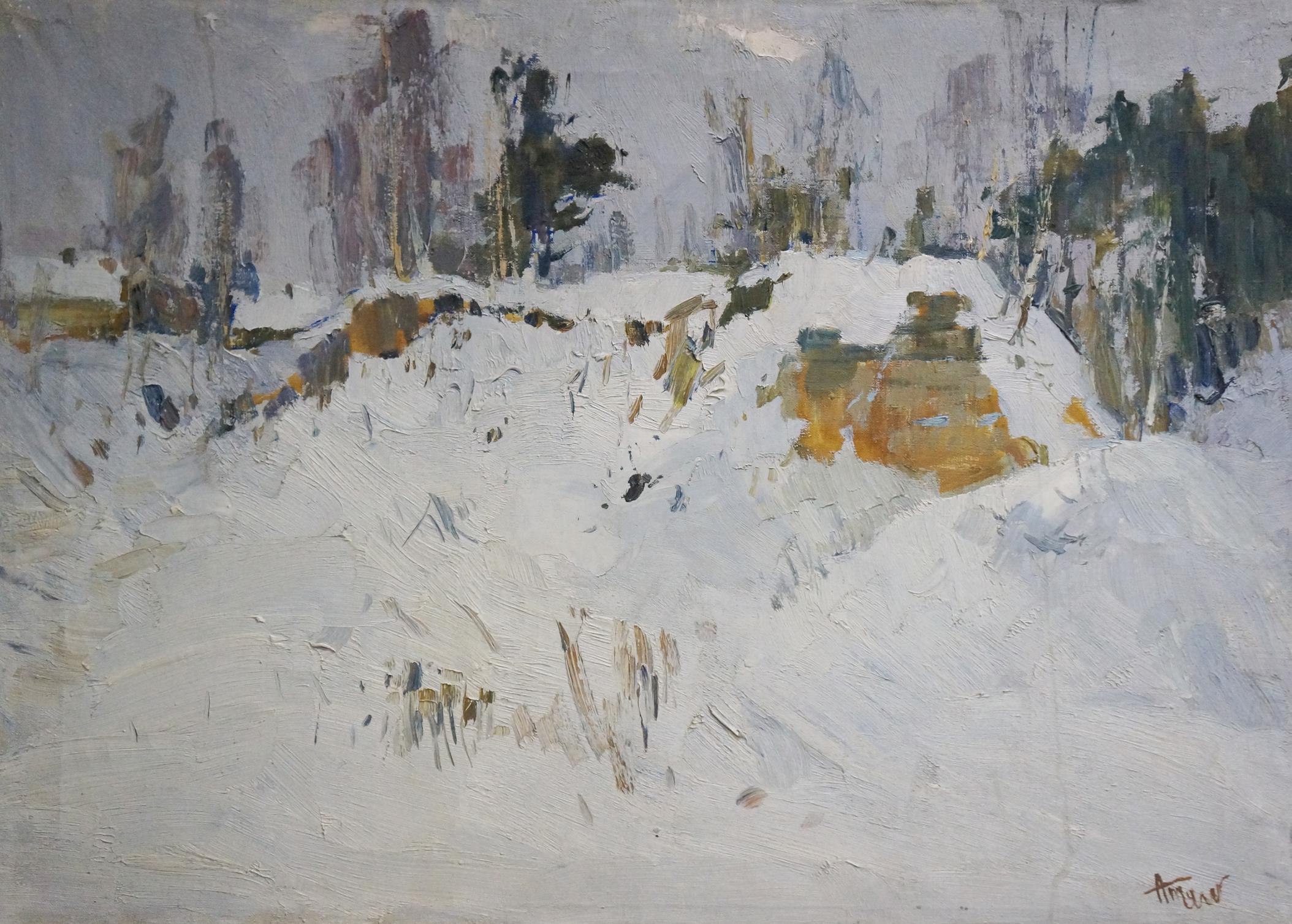 Snowdrift oil painting by Tkachenko Andrey Zinovievich, textured snowy landscape