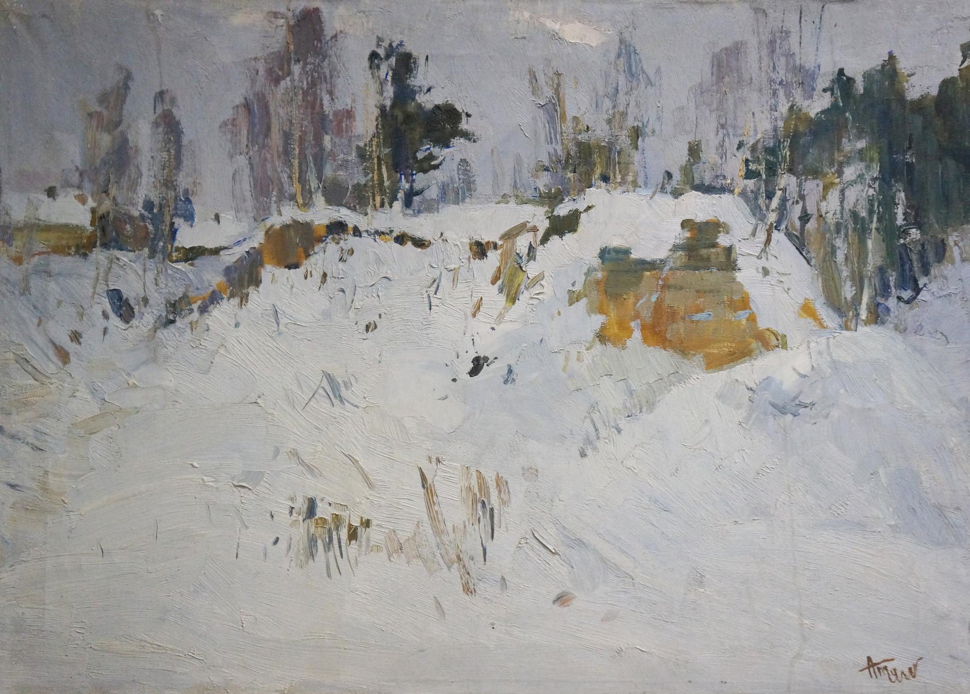Snowdrift oil painting by Tkachenko Andrey Zinovievich, textured snowy landscape