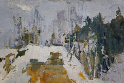 Abstract snowy landscape oil painting by Tkachenko Andrey Zinovievich