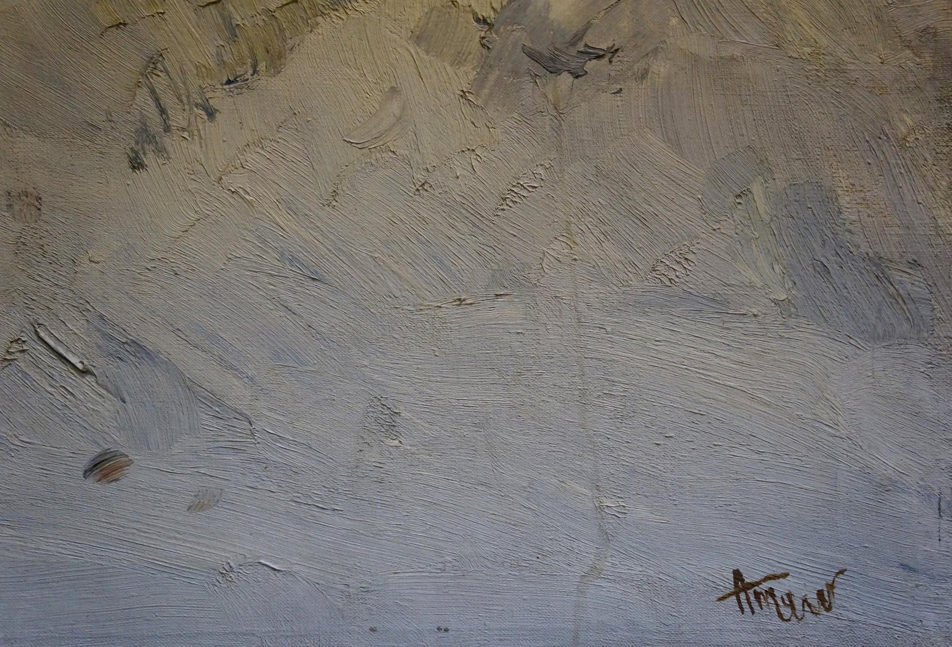 Oil painting Snowdrift by Tkachenko Andrey Zinovievich textured grays beiges