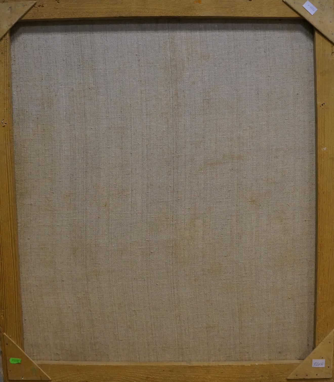 Oil painting by Leonid Zhabinsky: beige linen canvas in light wood frame