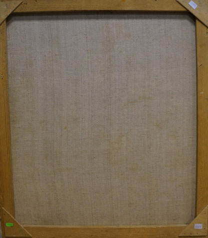 Oil painting by Leonid Zhabinsky: beige linen canvas in light wood frame