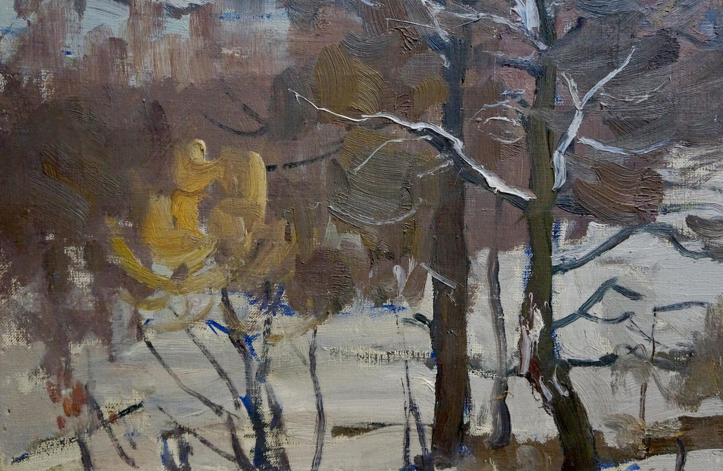 Oil painting of winter forest landscape by Moses Gantman
