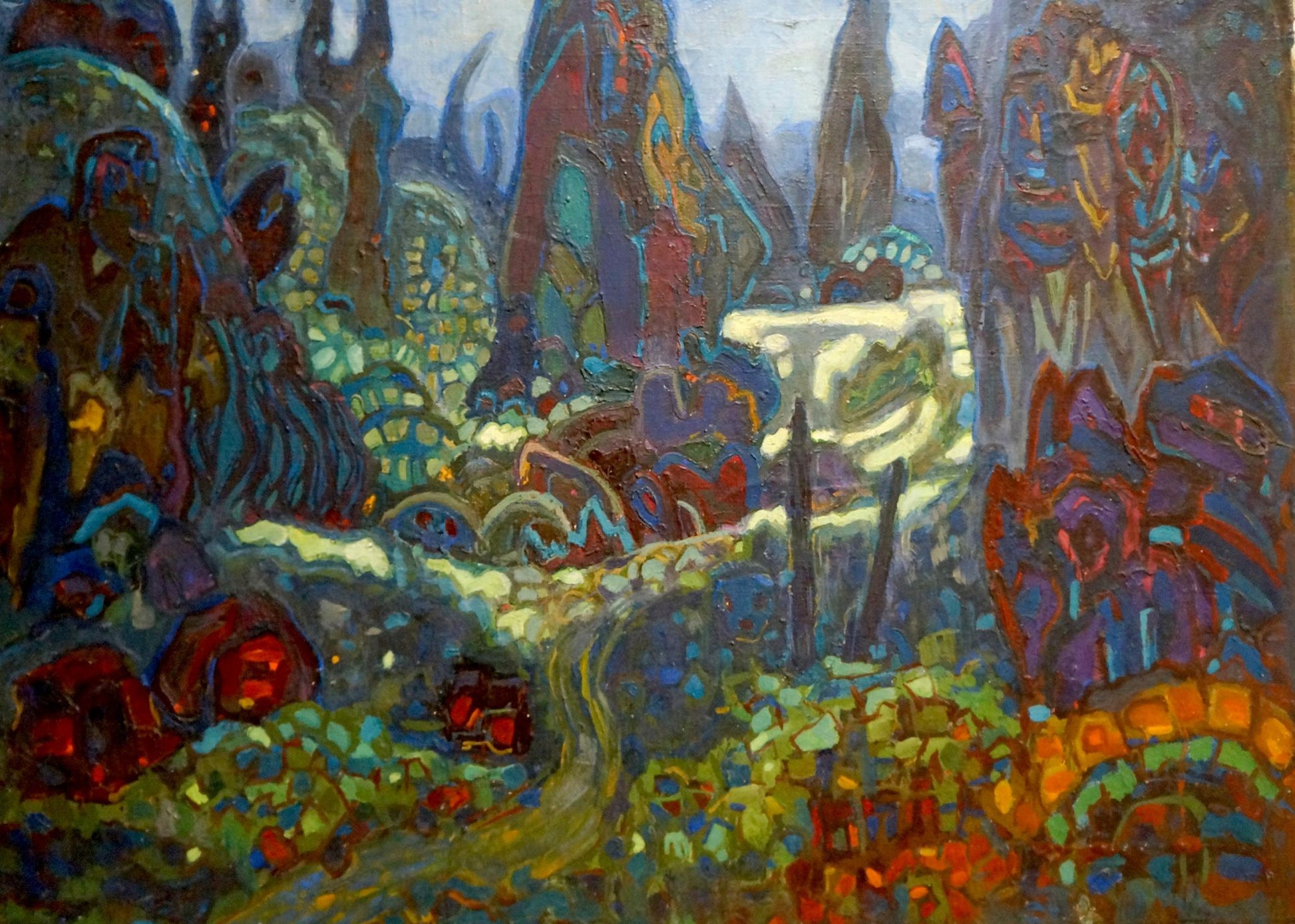 Vibrant abstract oil painting Kingdom Gornyy with bold textured brushstrokes