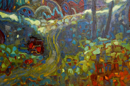 Vibrant abstract oil painting Kingdom Gornyy with bold colorful brushstrokes