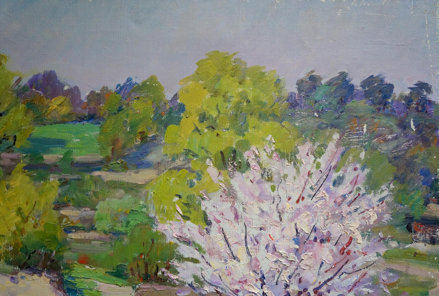 Vibrant impressionist oil painting In the Garden by Kisel Ivan Gordeevich