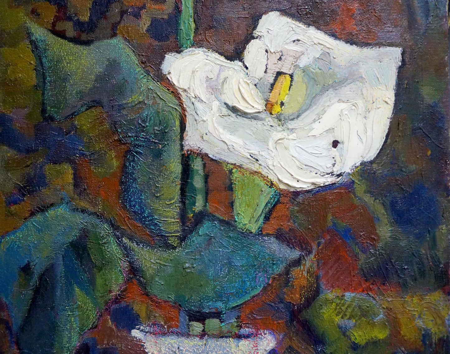 Textured white calla lily oil painting by Shevchuk Vasiliy Mikhaylovich