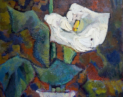 Textured white calla lily oil painting by Shevchuk Vasiliy Mikhaylovich