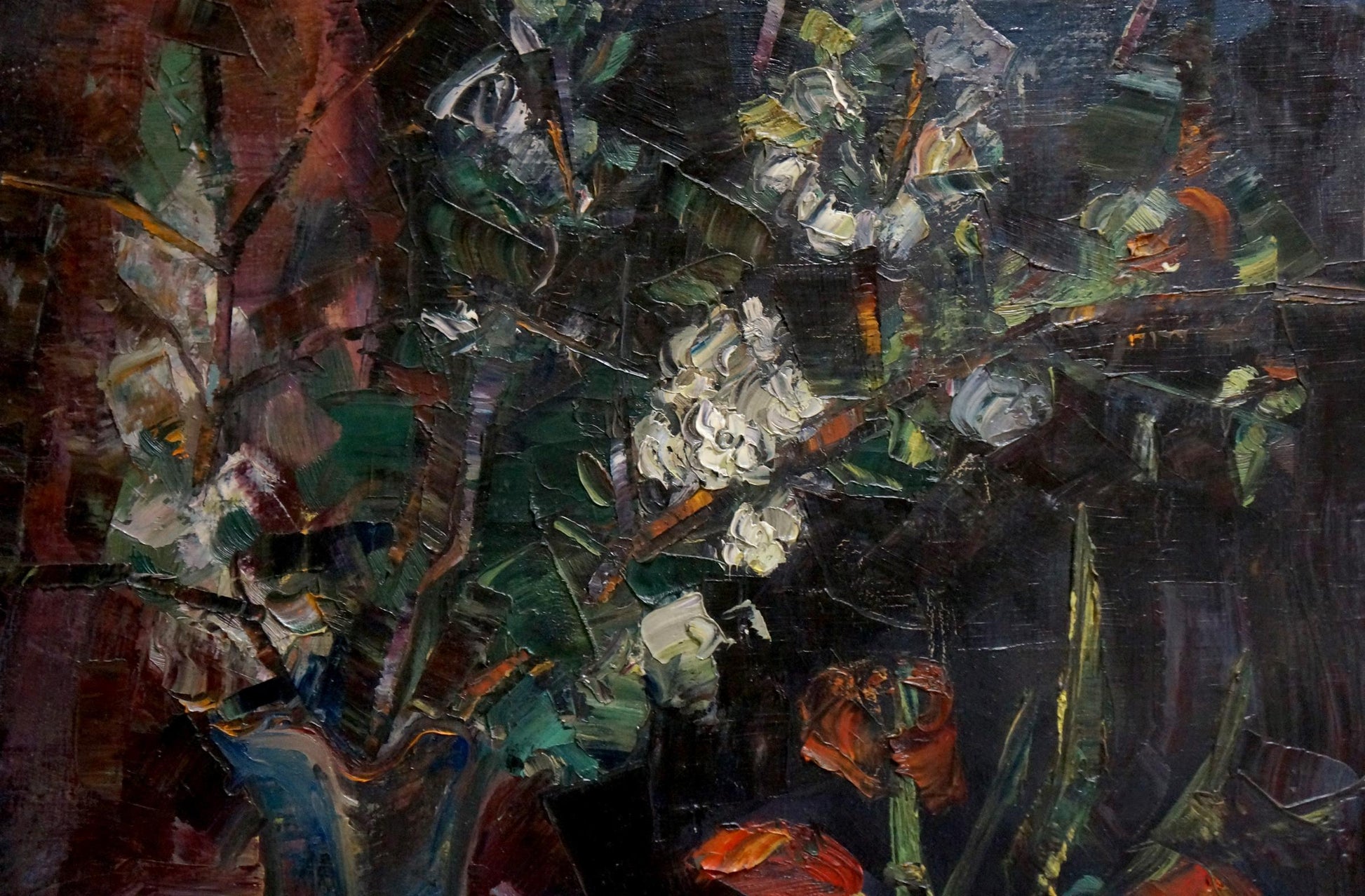 Oil painting still life by Saenko Ruslan Nikolaevich with white blossoms