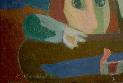 Abstract oil painting Behind the Wheel by Kachanov Konstantin Silovich with green eyes