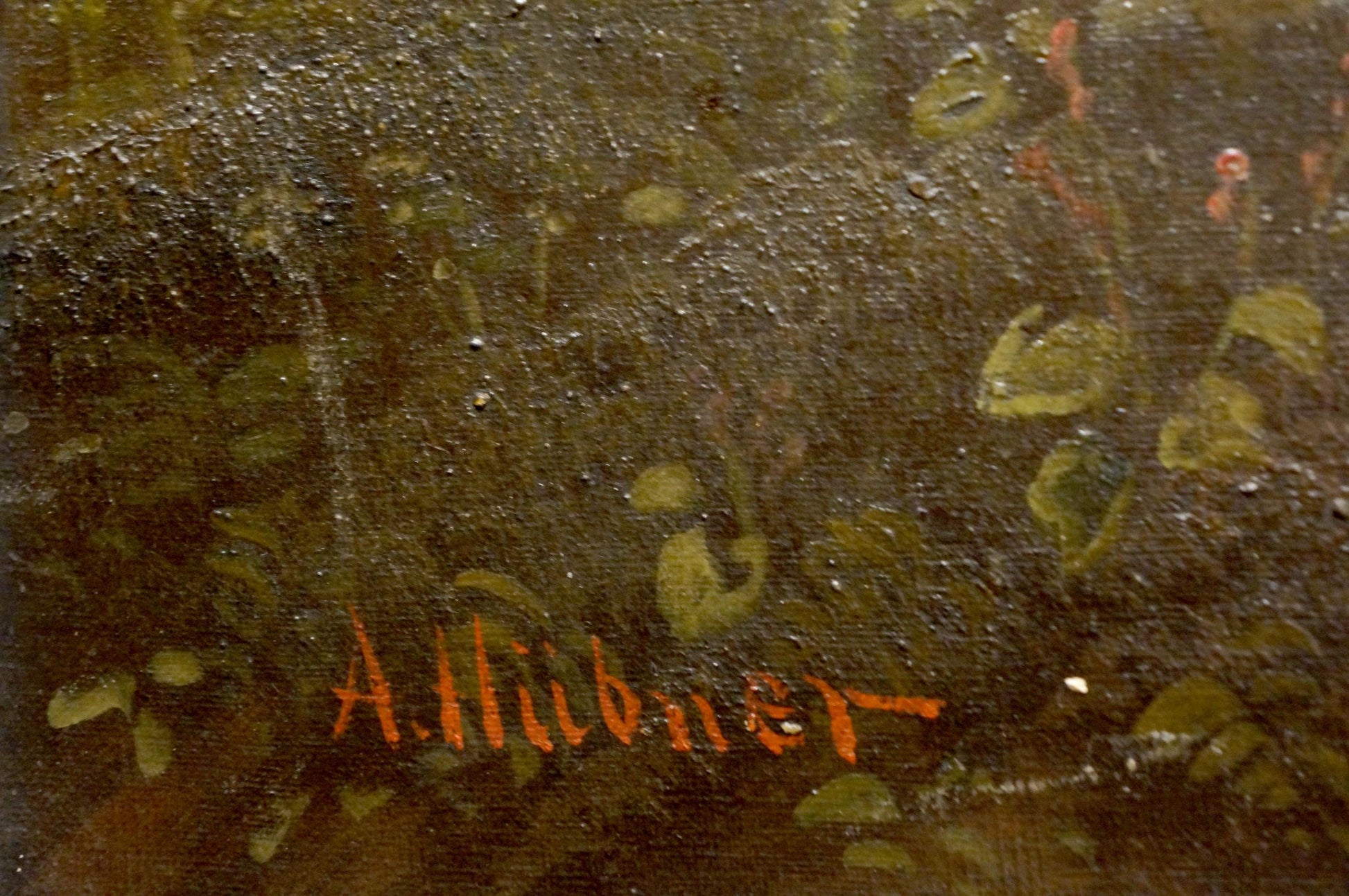 Oil painting Homecoming product with orange a. signature on back