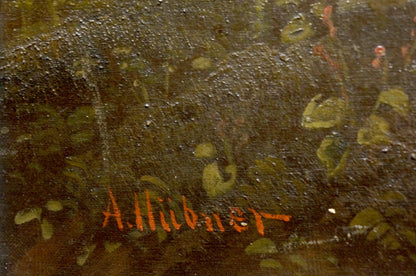 Oil painting Homecoming product with orange a. signature on back