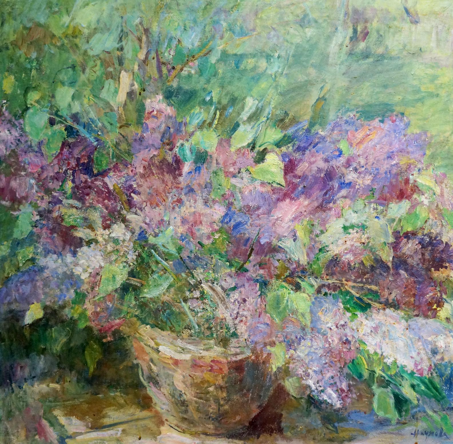 Oil painting Lilac in a basket by Naumova Tamara Sergeevna