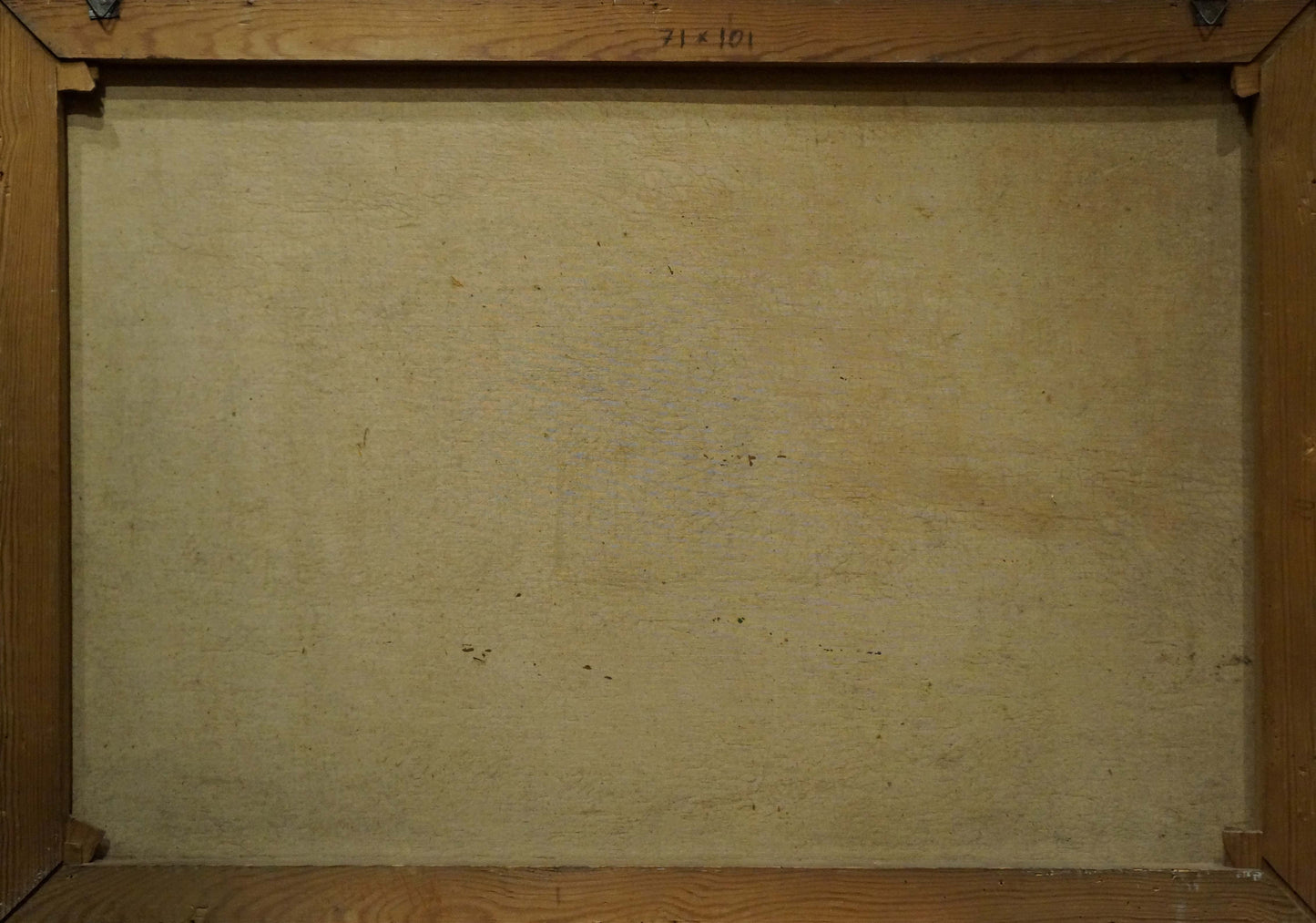 Back of Oil painting Old forest wooden canvas with beige textured surface