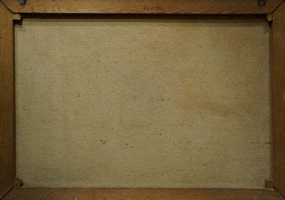 Back of Oil painting Old forest wooden canvas with beige textured surface