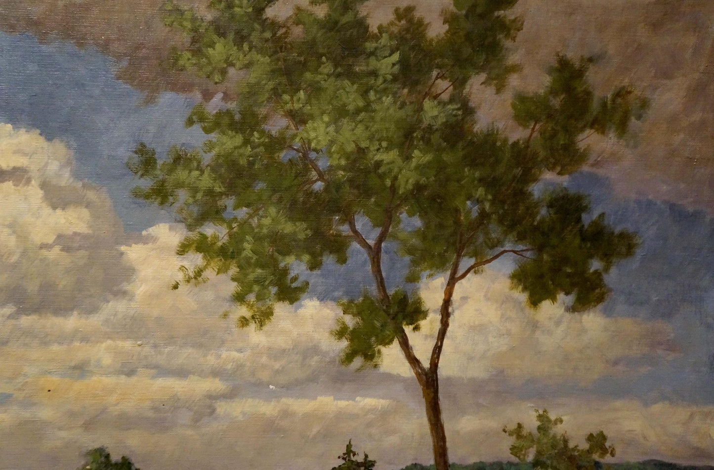 Oil painting of lush green tree in Pawlitschek village landscape