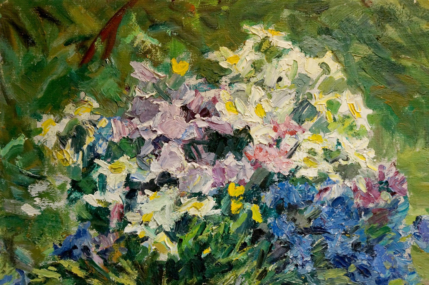Vibrant impressionist oil painting by Sokolova Zinaida Ivanovna of colorful flowers