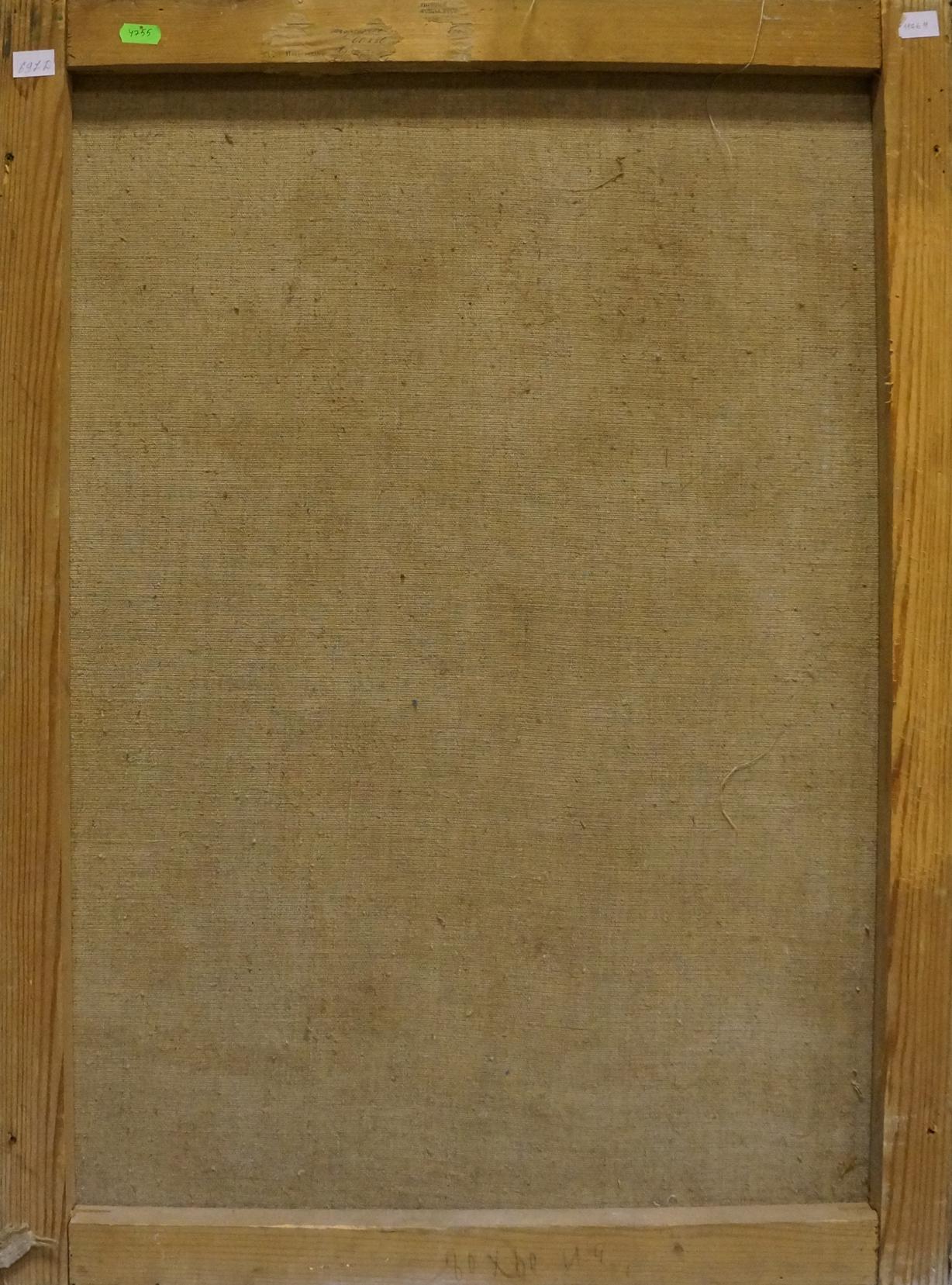 Back of Sokolova Zinaida Ivanovna oil painting canvas with beige textured fabric