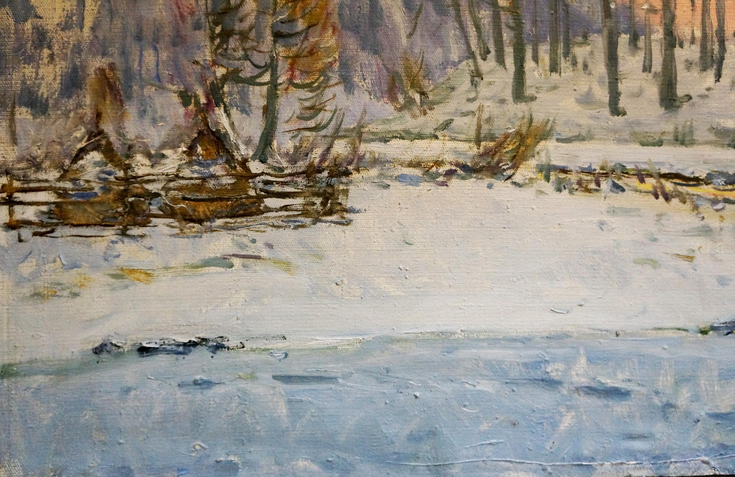 Oil painting by Shelyuto Nikolay Andreevich: snowy winter landscape