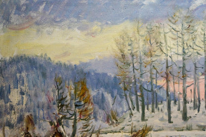 Oil painting of snowy forest by Shelyuto Nikolay Andreevich