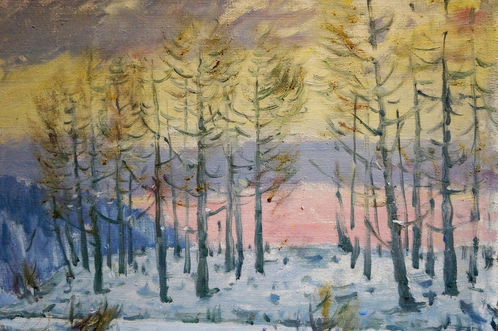 Serene winter forest oil painting by Shelyuto Nikolay Andreevich