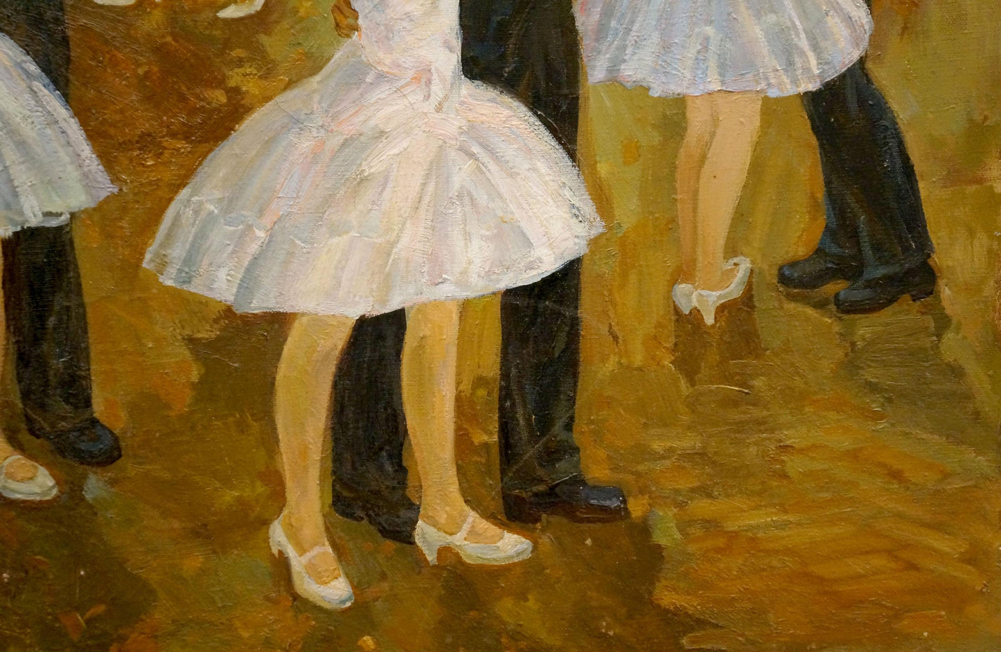 Oil painting of white ruffled ballroom dress by Fomenok Stanislav Fedorovich