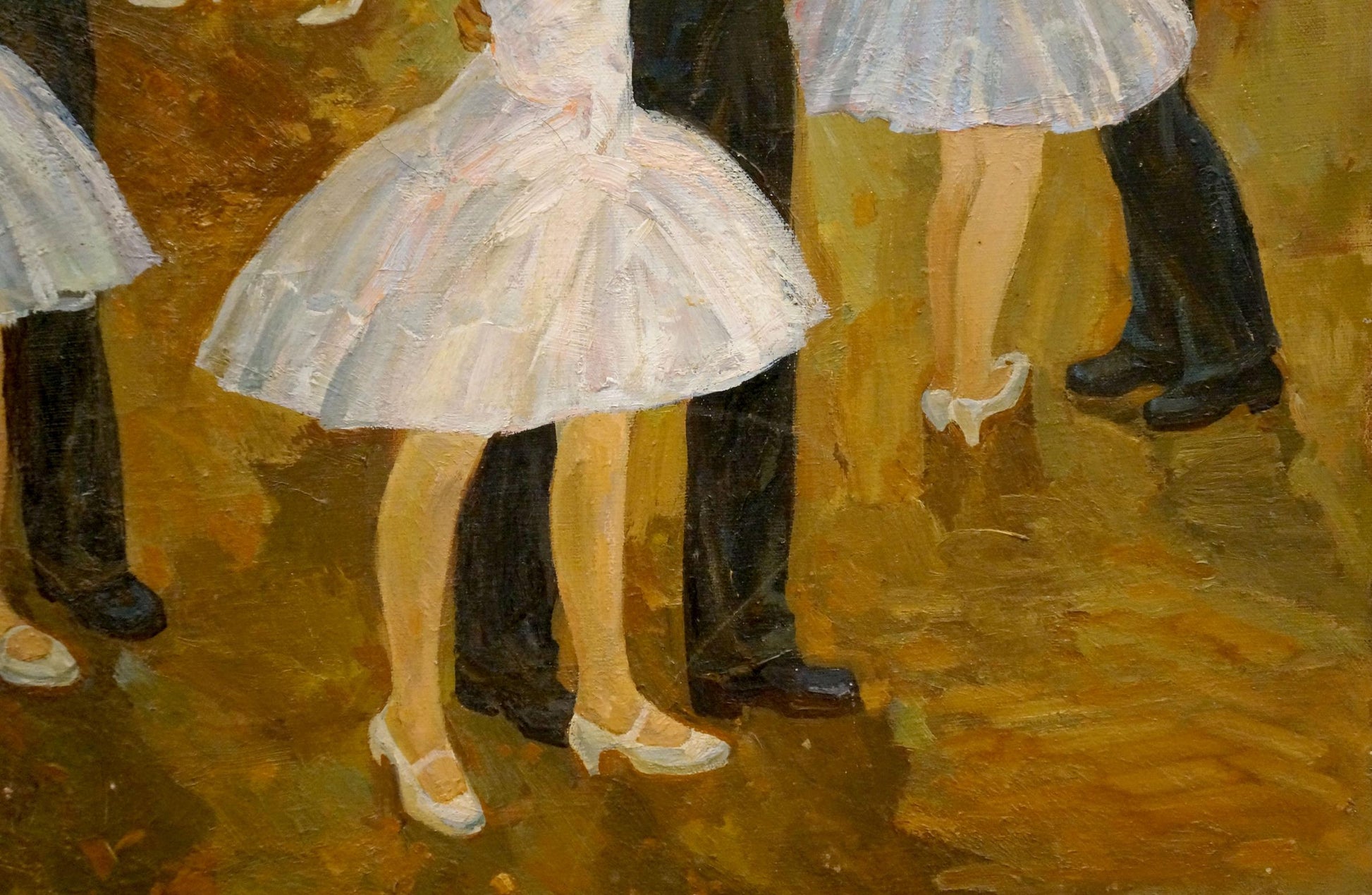 Oil painting of white ruffled ballroom dress by Fomenok Stanislav Fedorovich