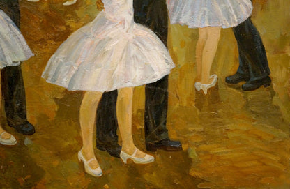 Oil painting of white ruffled ballroom dress by Fomenok Stanislav Fedorovich