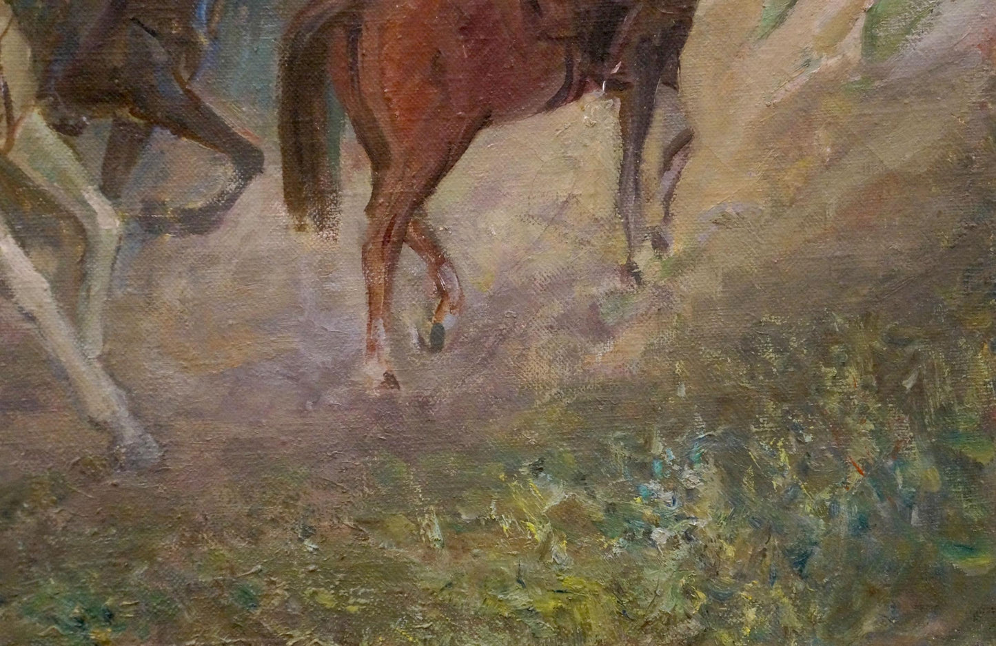 Impressionistic oil painting of rich brown horse by Sharapenko V. A