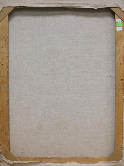 Back of Oil painting Present by Ryman Evgeny Nikolaevich on beige canvas and light wood frame