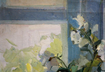 Oil painting Flower by the Window by Petr Kuzmich Stolyarenko