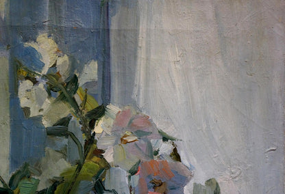 Oil painting Flower by the Window by Petr Kuzmich Stolyarenko