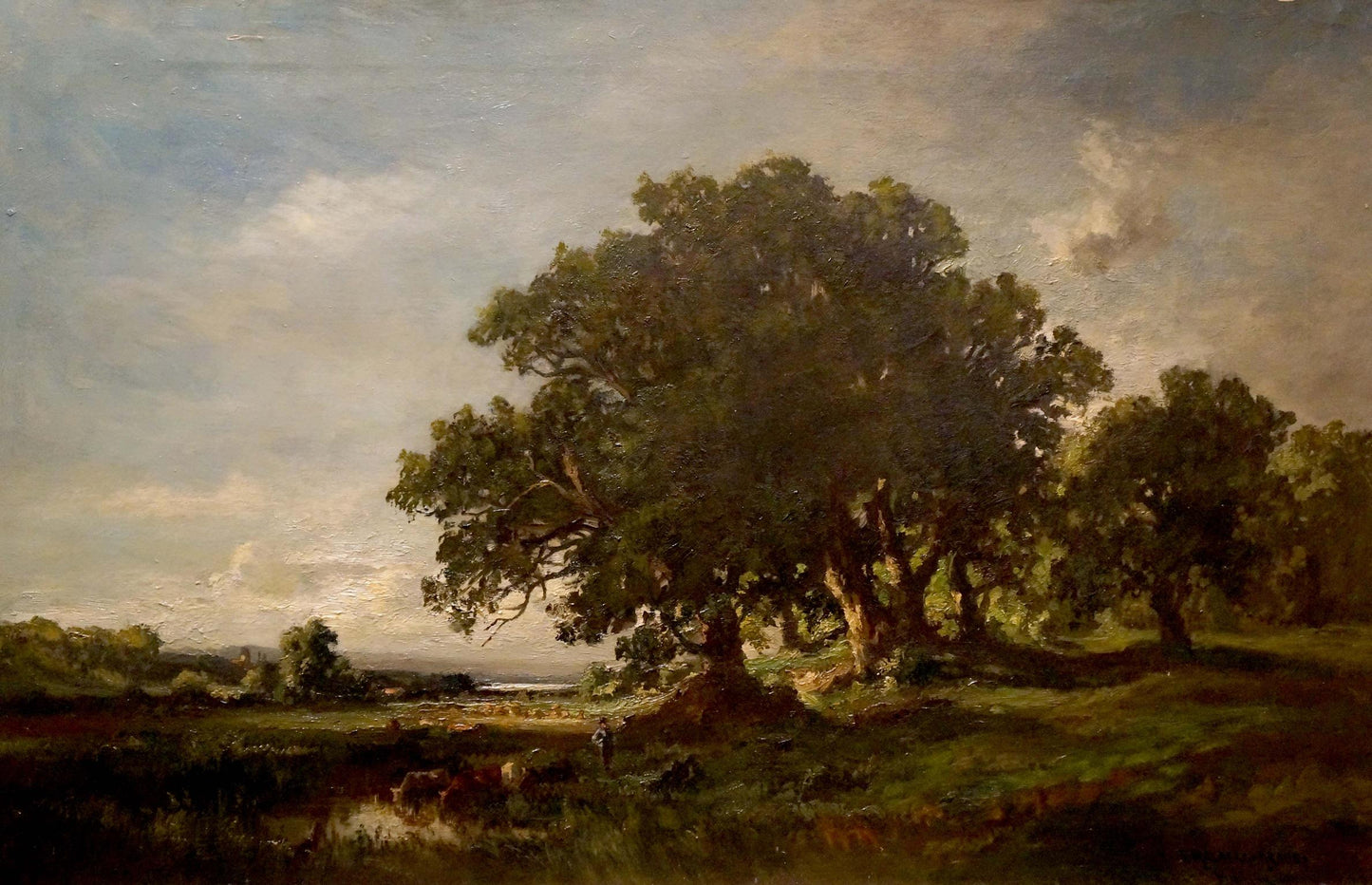 Oil painting of lush oak tree in Fritz Halberg-Krauss forest landscape