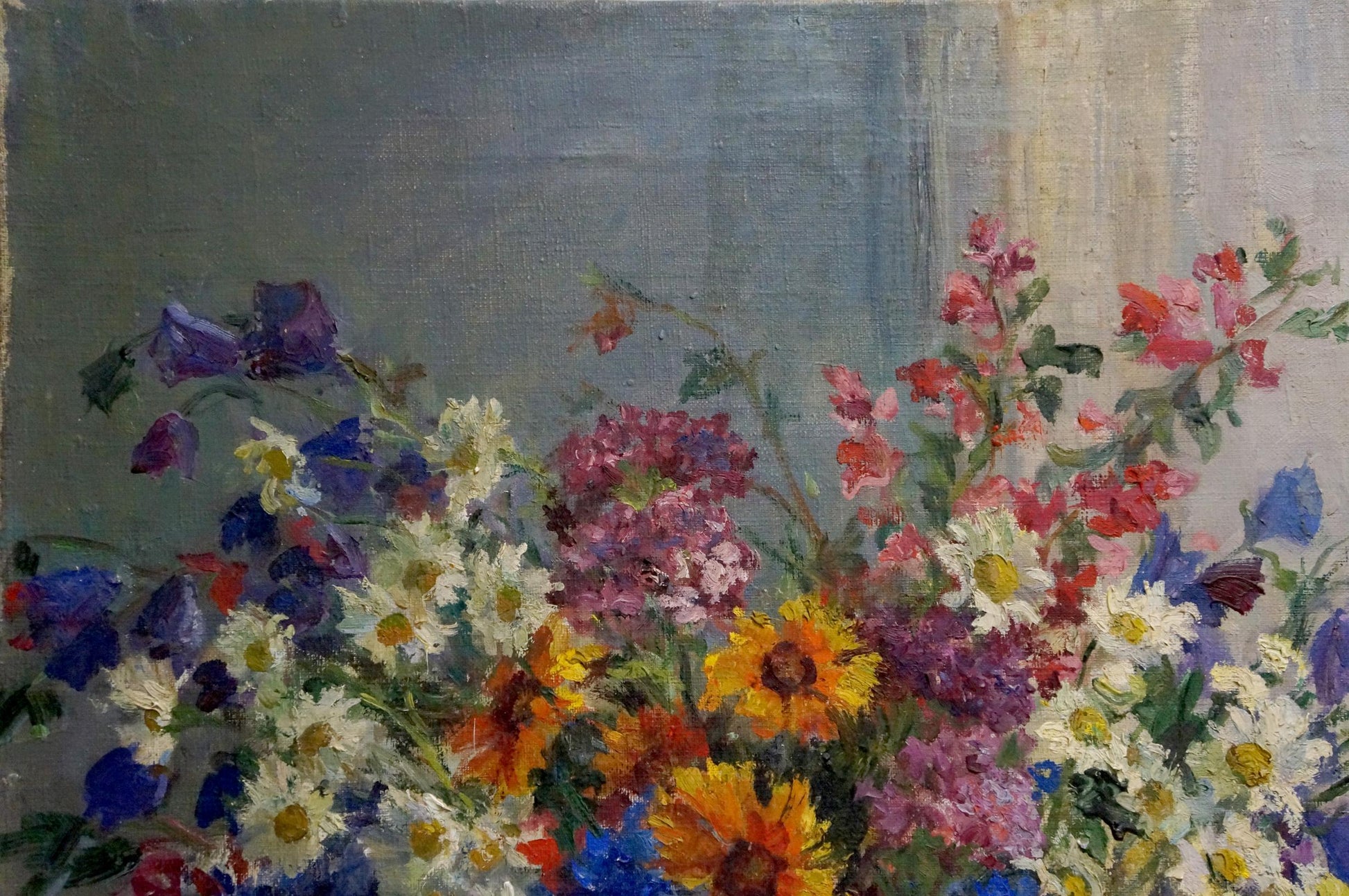 Vibrant oil painting Flowers Maria Glushchenko with daisies and sunflowers
