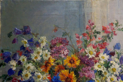 Vibrant oil painting Flowers Maria Glushchenko with daisies and sunflowers
