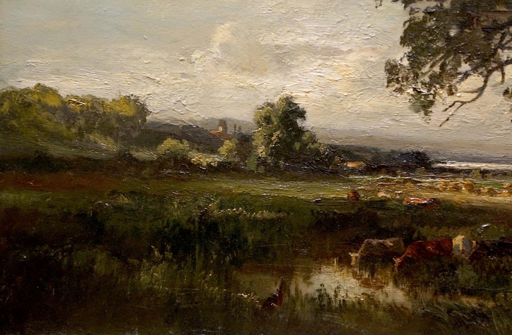 Oil painting of Fritz Halberg-Krauss forest landscape with hills, trees, cattle