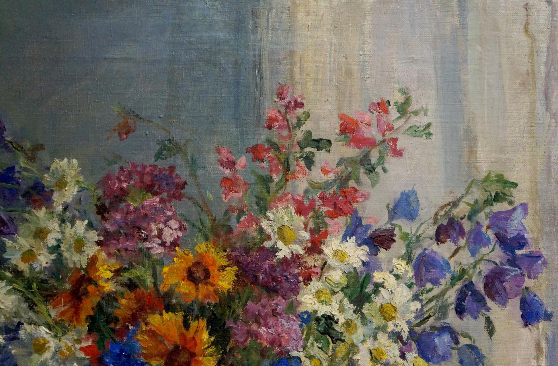 Vibrant oil painting Flowers Maria Glushchenko: colorful daisies, sunflowers