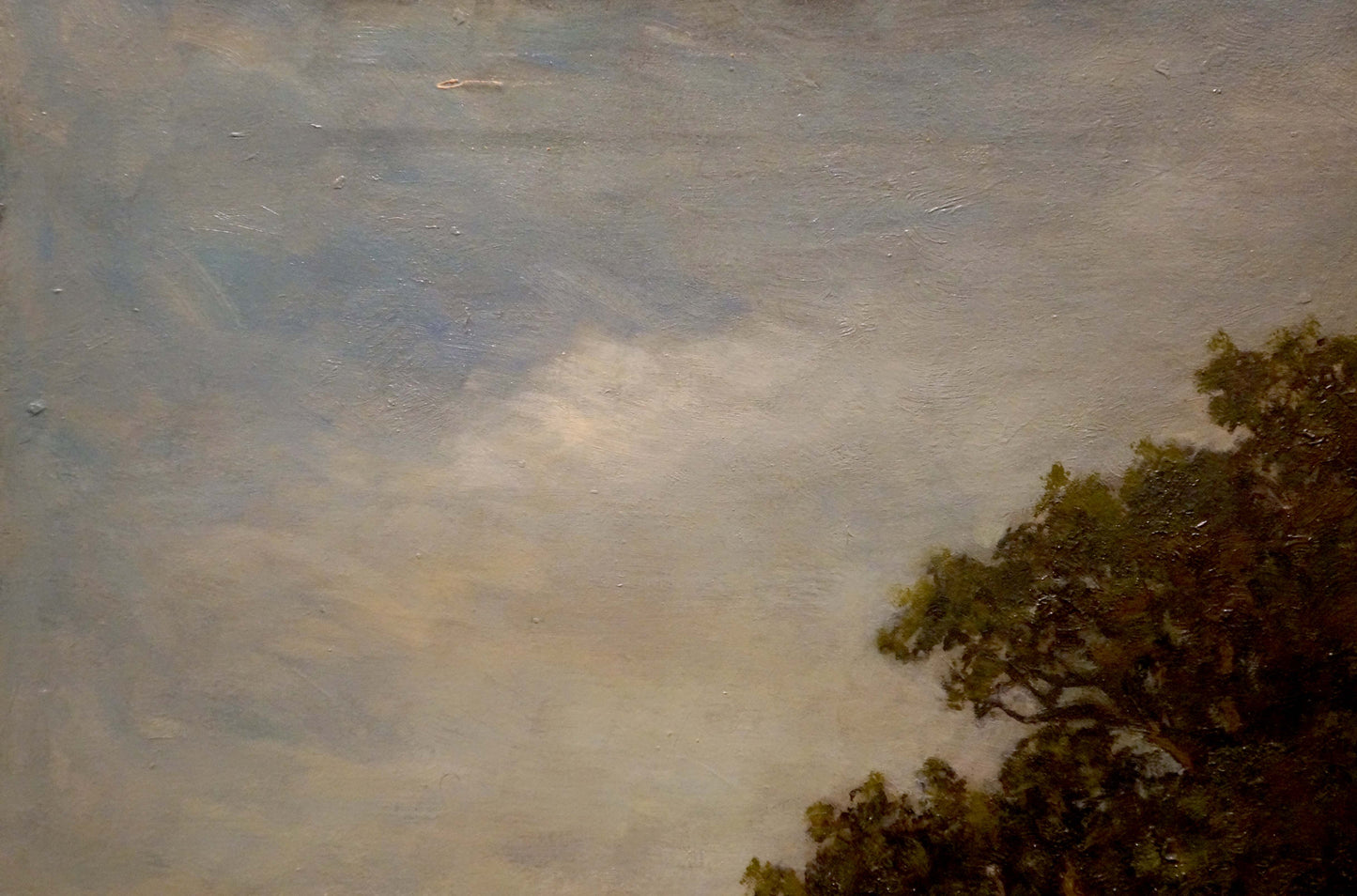 Oil painting of Fritz Halberg-Krauss forest landscape with cloudy sky and tree