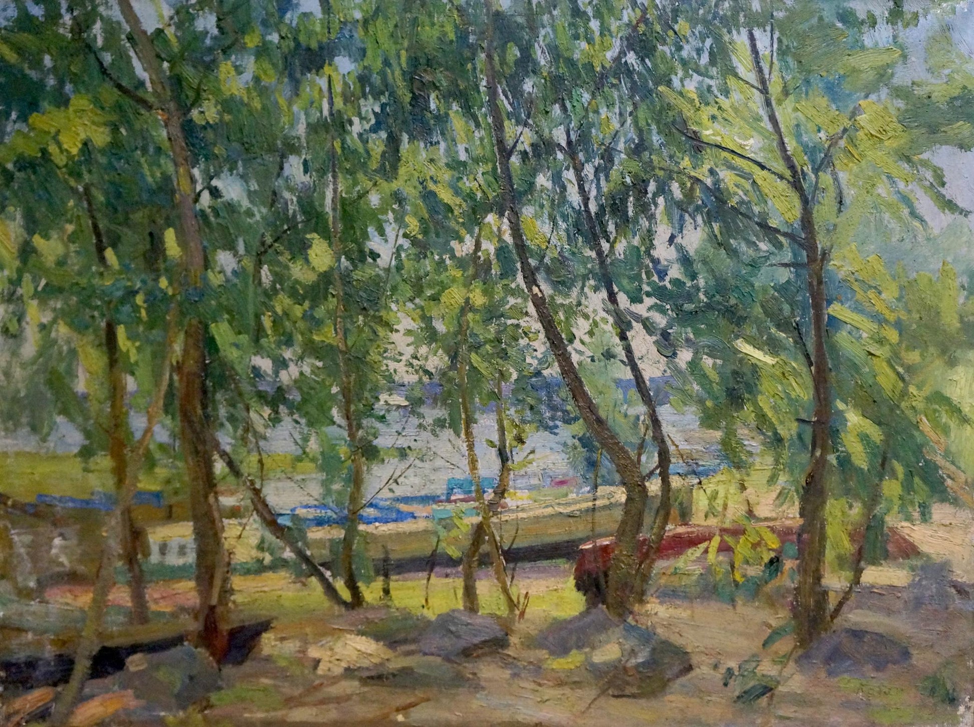 Vibrant impressionist oil painting of park by Latunov Grigory Antonovich
