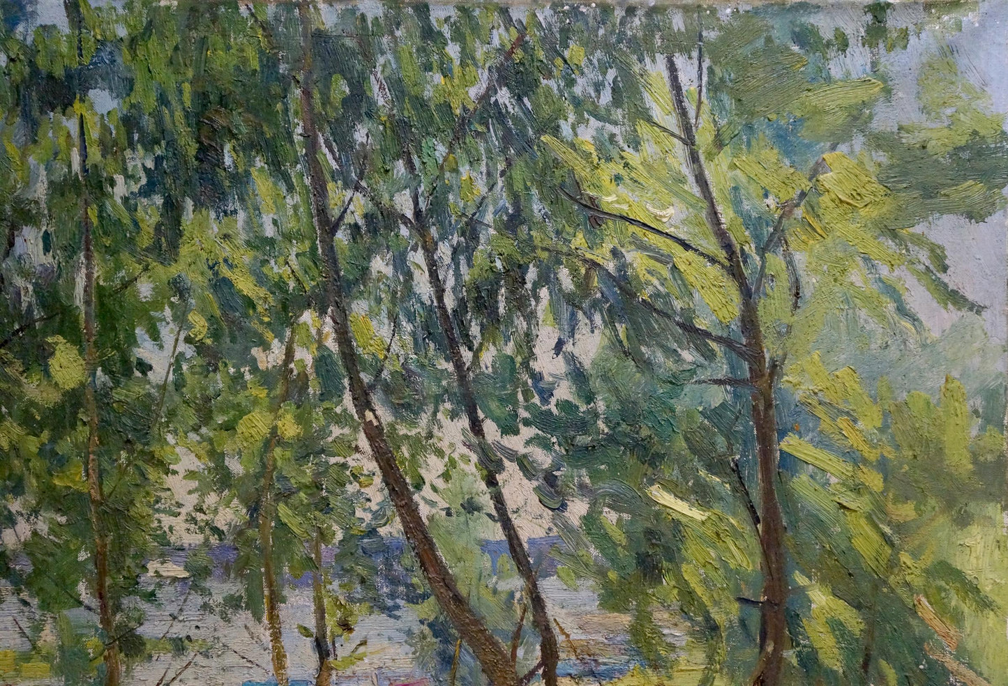 Vibrant impressionist oil painting of park trees by Latunov Grigory Antonovich