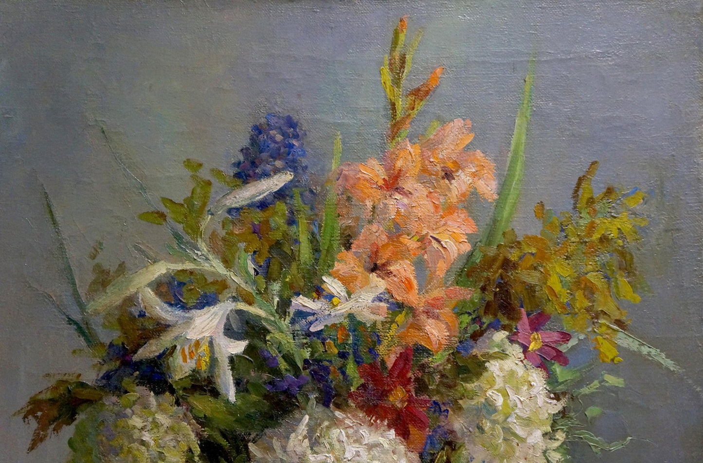Oil painting of vibrant mixed flowers by Barsamov Nikolay Stepanovich