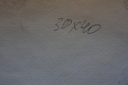 Handwritten cursive text on back of Deineka Painting Castle entrance