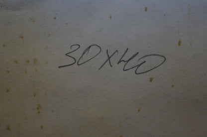 Back of Deineka oil painting Night landscape with handwritten 30x40 on beige paper