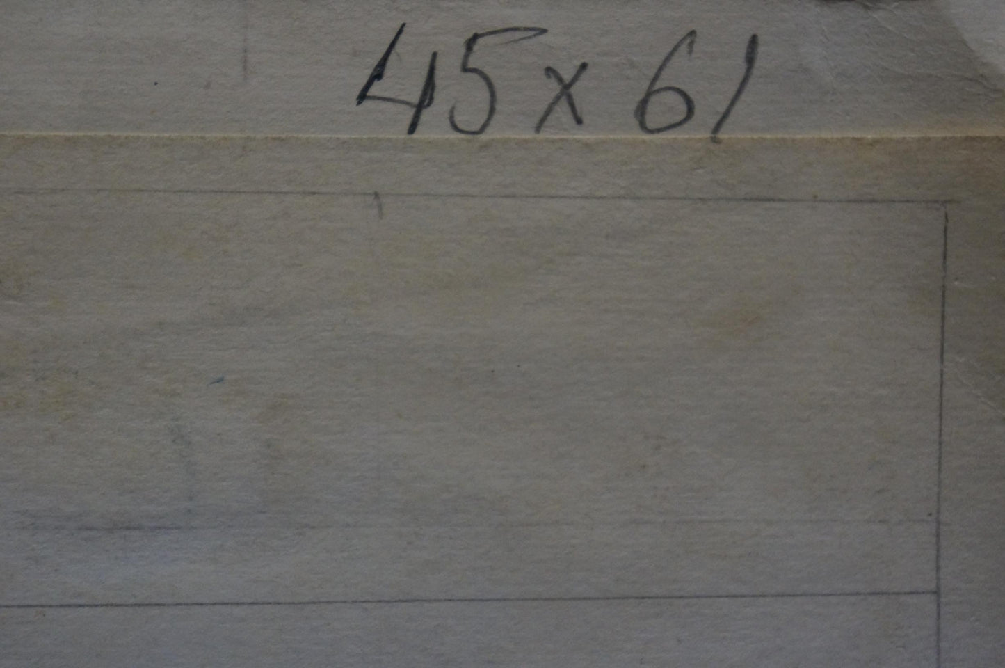 Back of Deineka city view painting with 45x61 dimensions on beige paper
